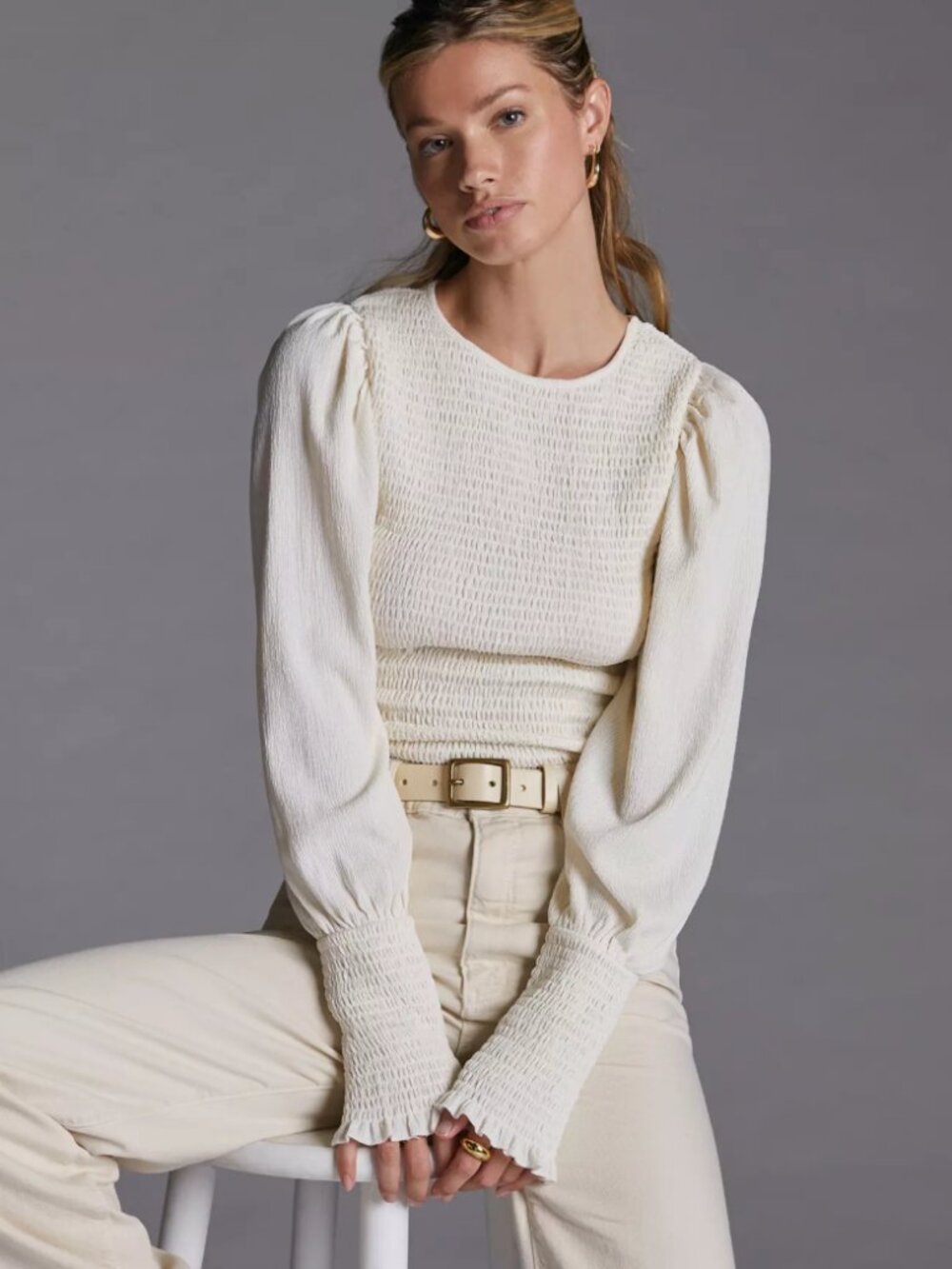 Anthropologie Pirate Style Smocked Puff-Sleeved Top - Size S